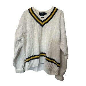 Polo Sport Ralph Lauren Hand Knit Sweater XL Men's Cotton V-Neck Vintage